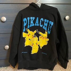 Zara Black Hoodie with Blue and Yellow Pikachu Design